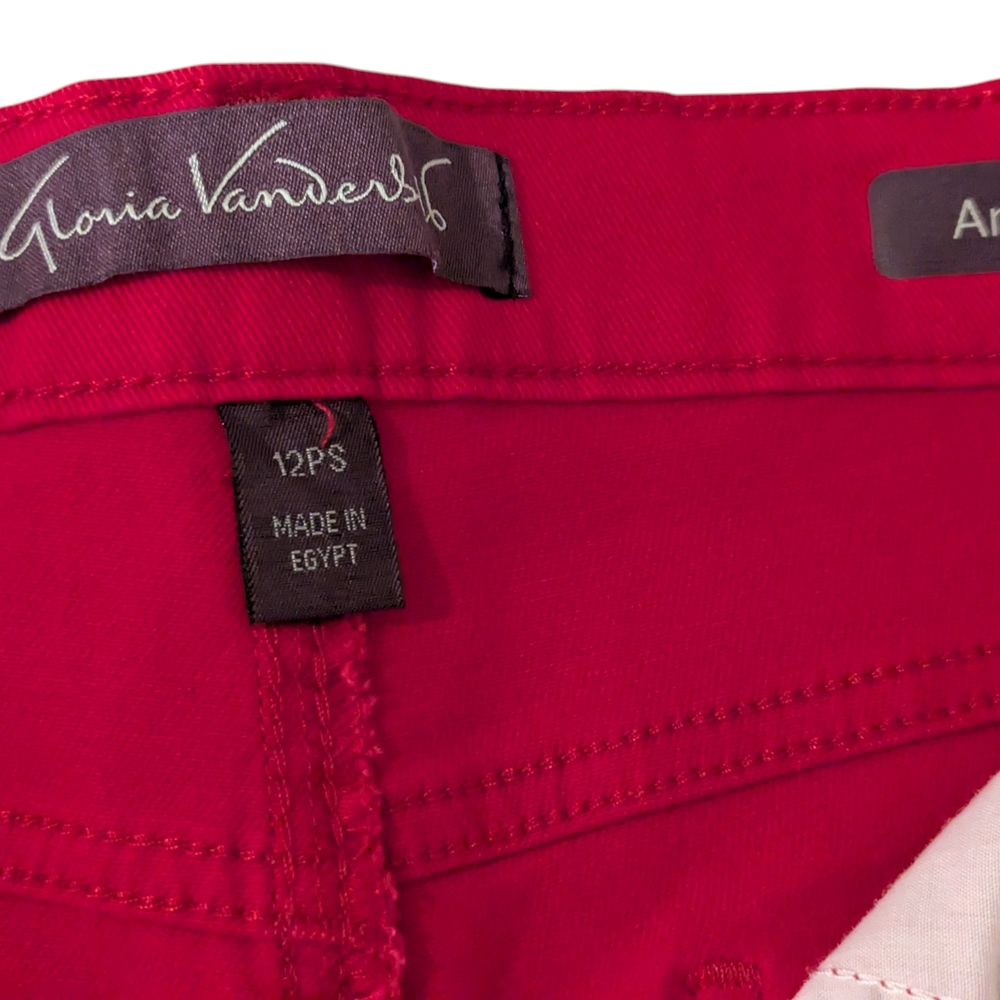 Gloria Vanderbilt Amanda Red Slimming Jeans Pants 12P Short Cotton Blend 5Pocket - Picture 6 of 7